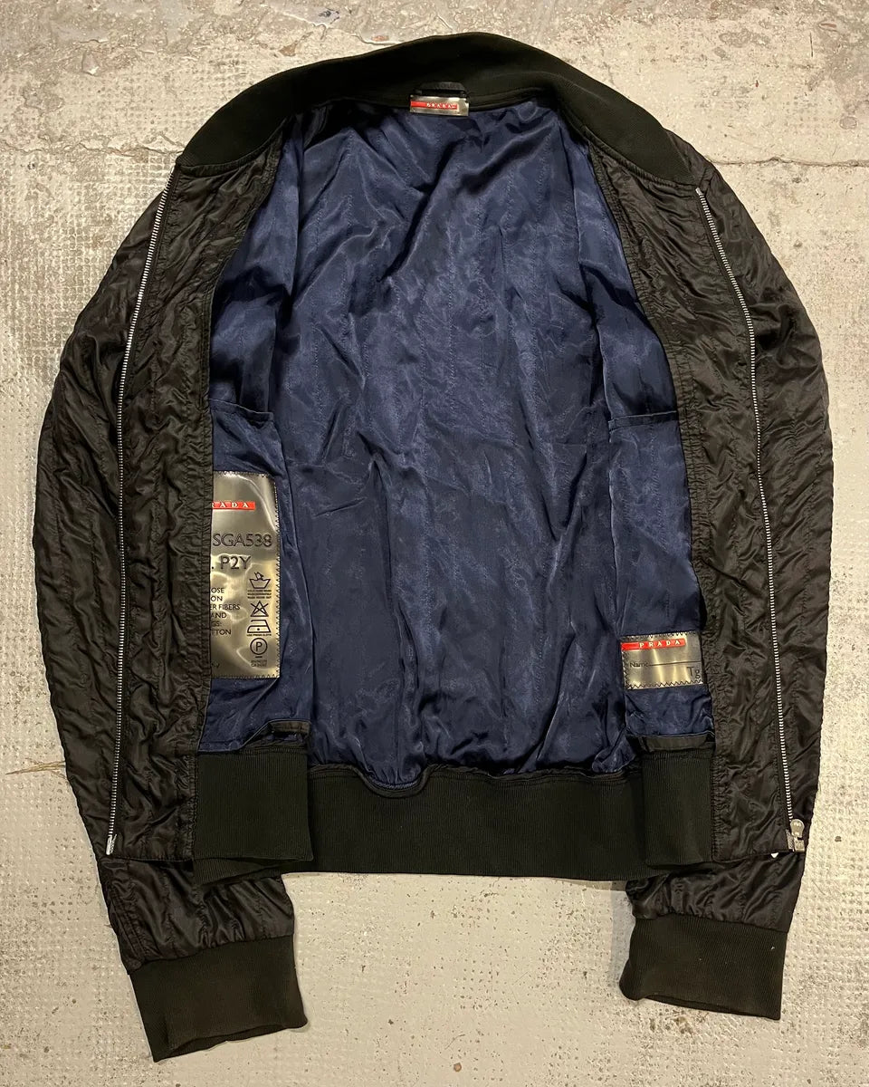 AW2004 Prada Black Nylon Bomber Jacket RLFqhIB 9