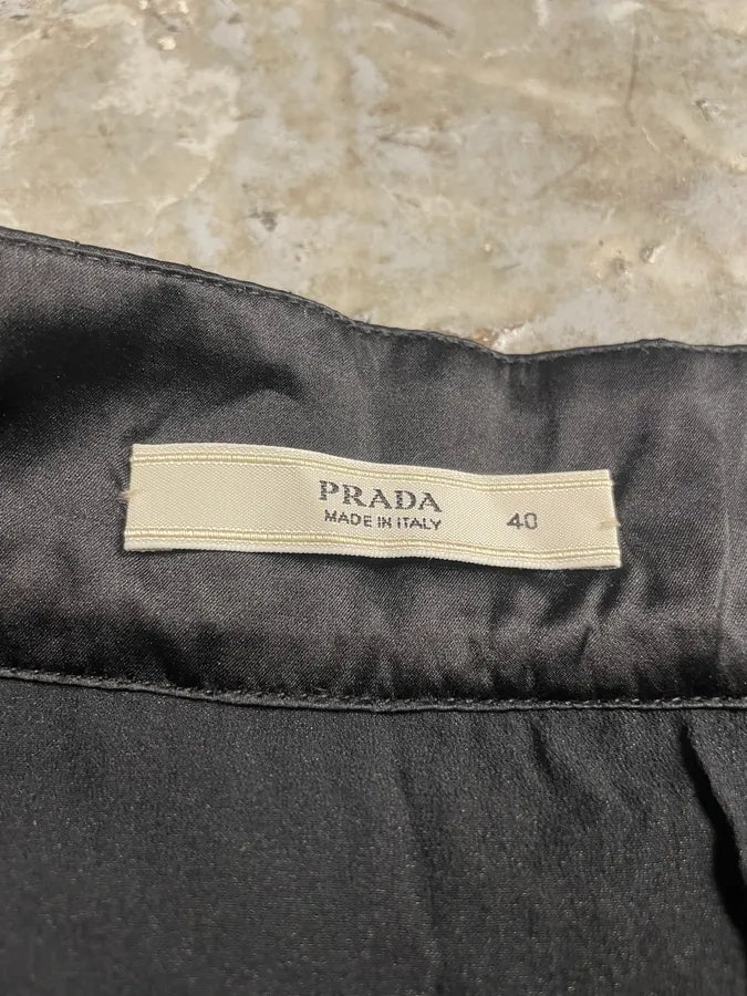AW2004 Prada Black Plissed Quilted Skirt (S) gmoRiZq 6