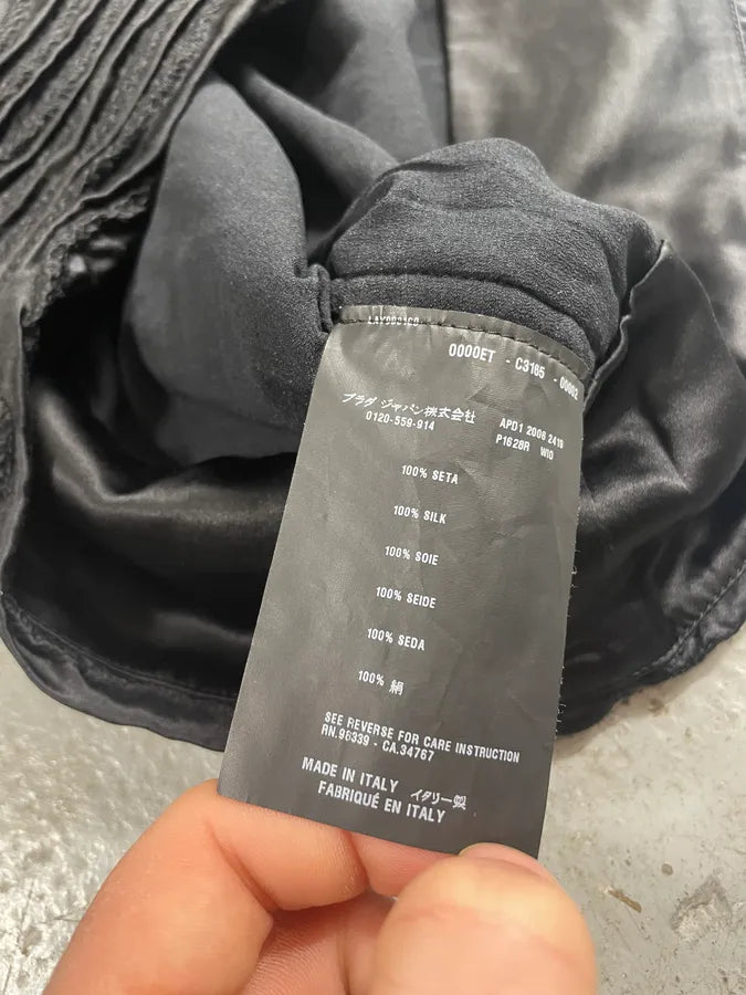 AW2004 Prada Black Plissed Quilted Skirt (S) gmoRiZq 7