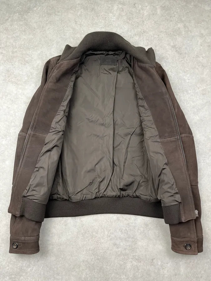 AW2004 Prada Brown Leather Premium Jacket QIyslDZ 5