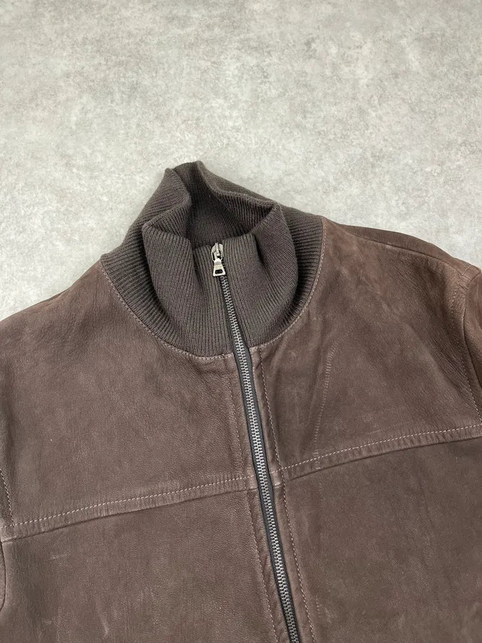 AW2004 Prada Brown Leather Premium Jacket QIyslDZ 6