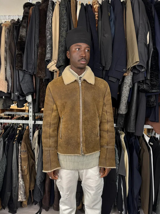 AW2004 Prada Brown Premium Shearling Leather Jacket hZBjXcr 1