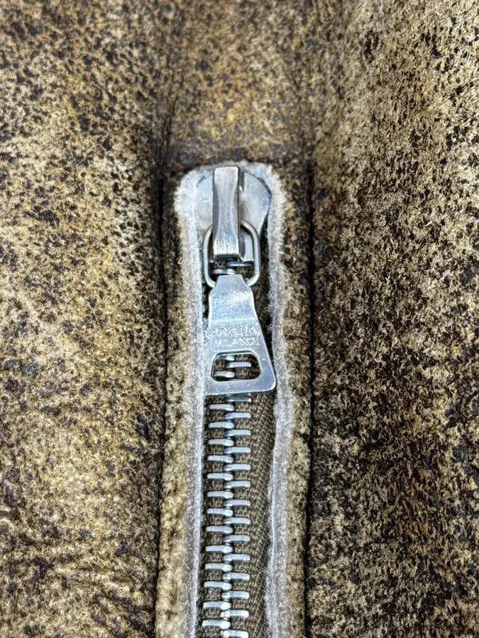 AW2004 Prada Brown Premium Shearling Leather Jacket hZBjXcr 9