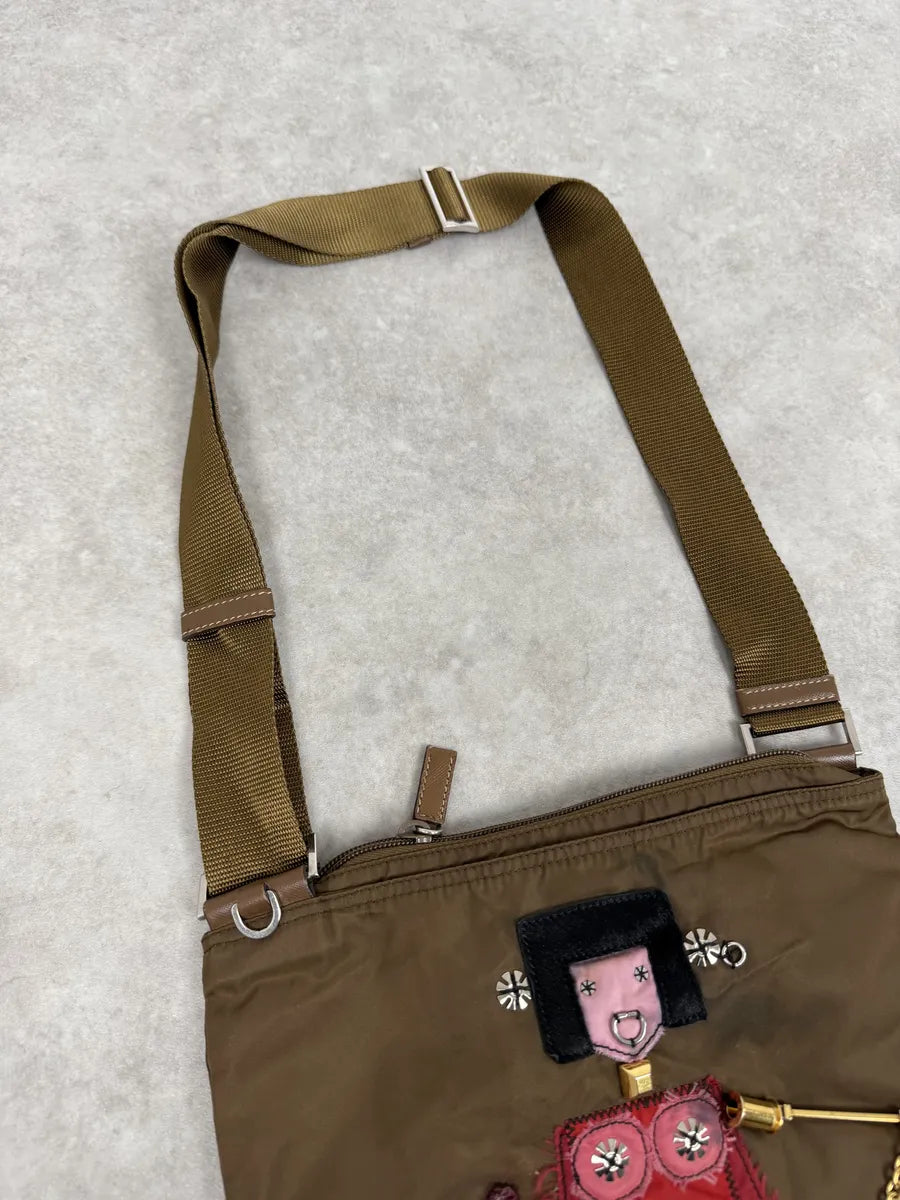 AW2004 Prada Humanoid Brown Nylon Shoulder Bag CXxqQRP 8