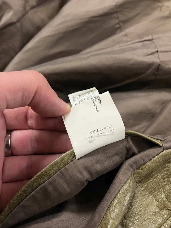 AW2004 Rick Owens Cargo Pocket Khaki Leather Jacket xNDNLvi 11