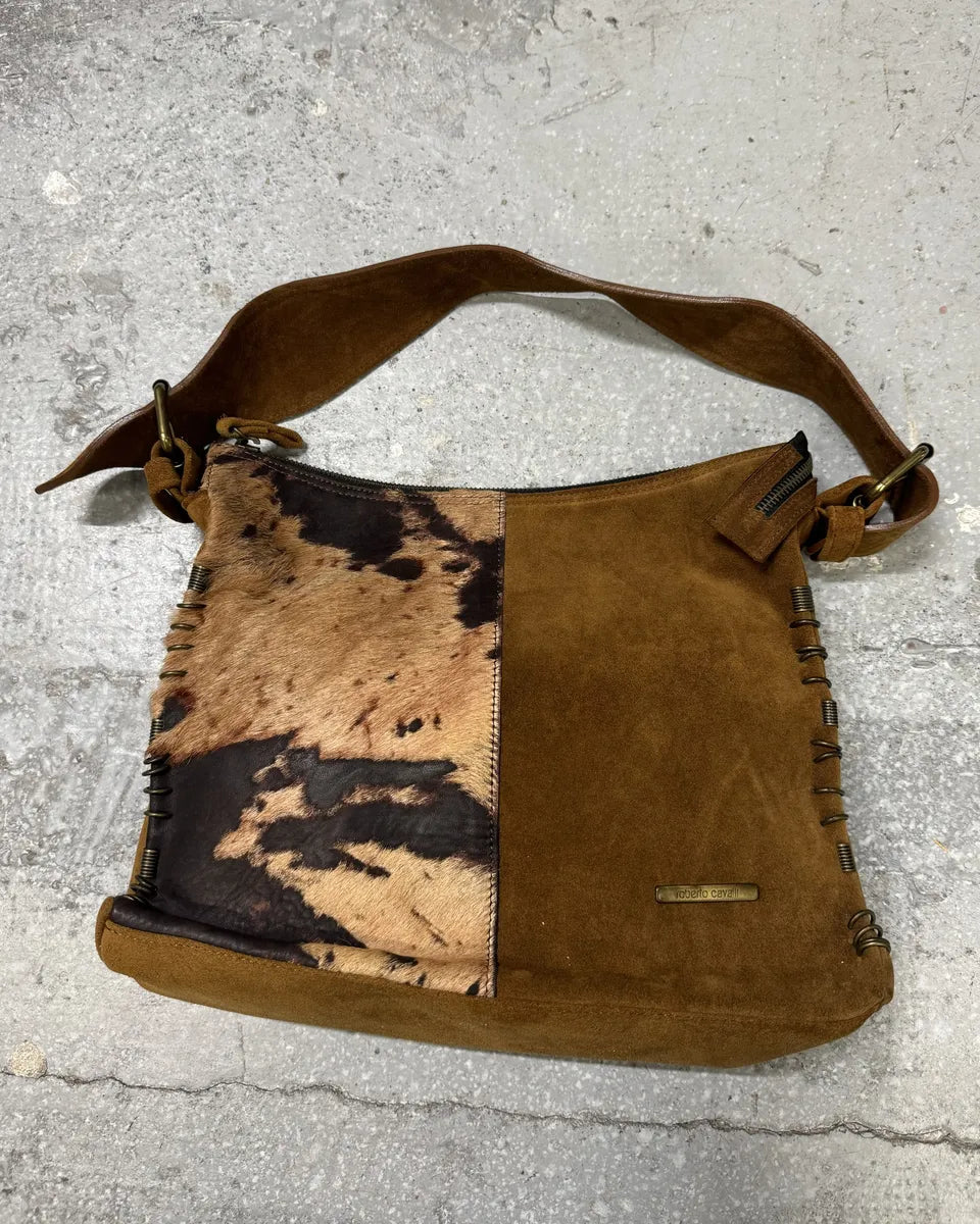 AW2004 Roberto Cavalli Brown Pony Hair Cow Effect Leather Bag (OS) 0