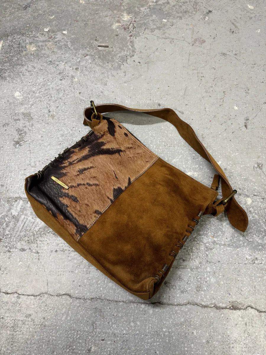 AW2004 Roberto Cavalli Brown Pony Hair Cow Effect Leather Bag (OS) 1