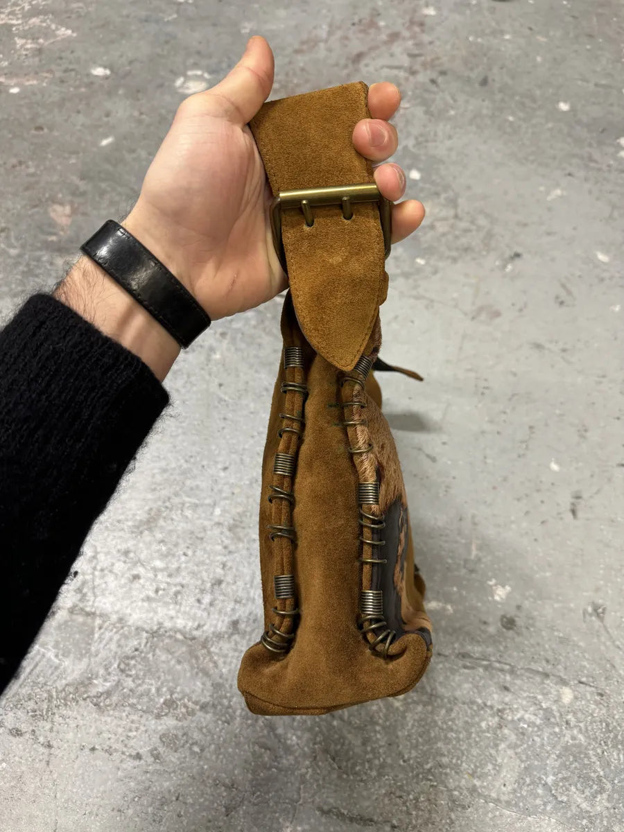 AW2004 Roberto Cavalli Brown Pony Hair Cow Effect Leather Bag (OS) 4