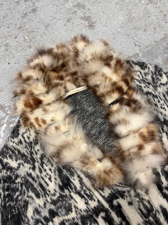 AW2004 Roberto Cavalli Fox Fur Leopard Mohair Cardigan mswYSUq 2