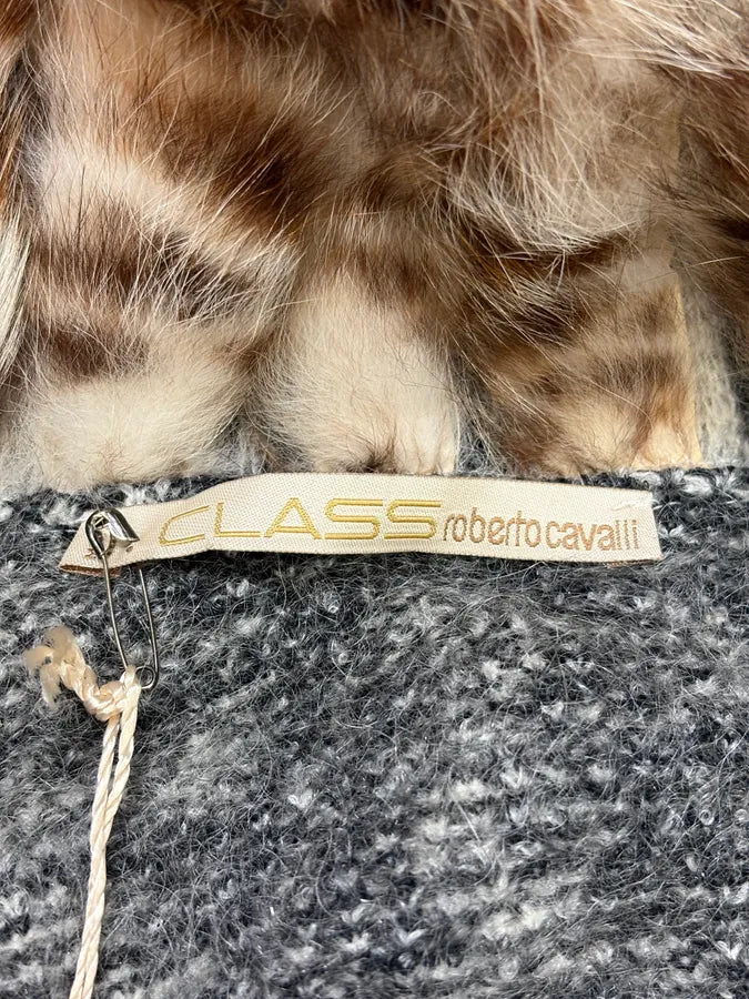 AW2004 Roberto Cavalli Fox Fur Leopard Mohair Cardigan mswYSUq 7