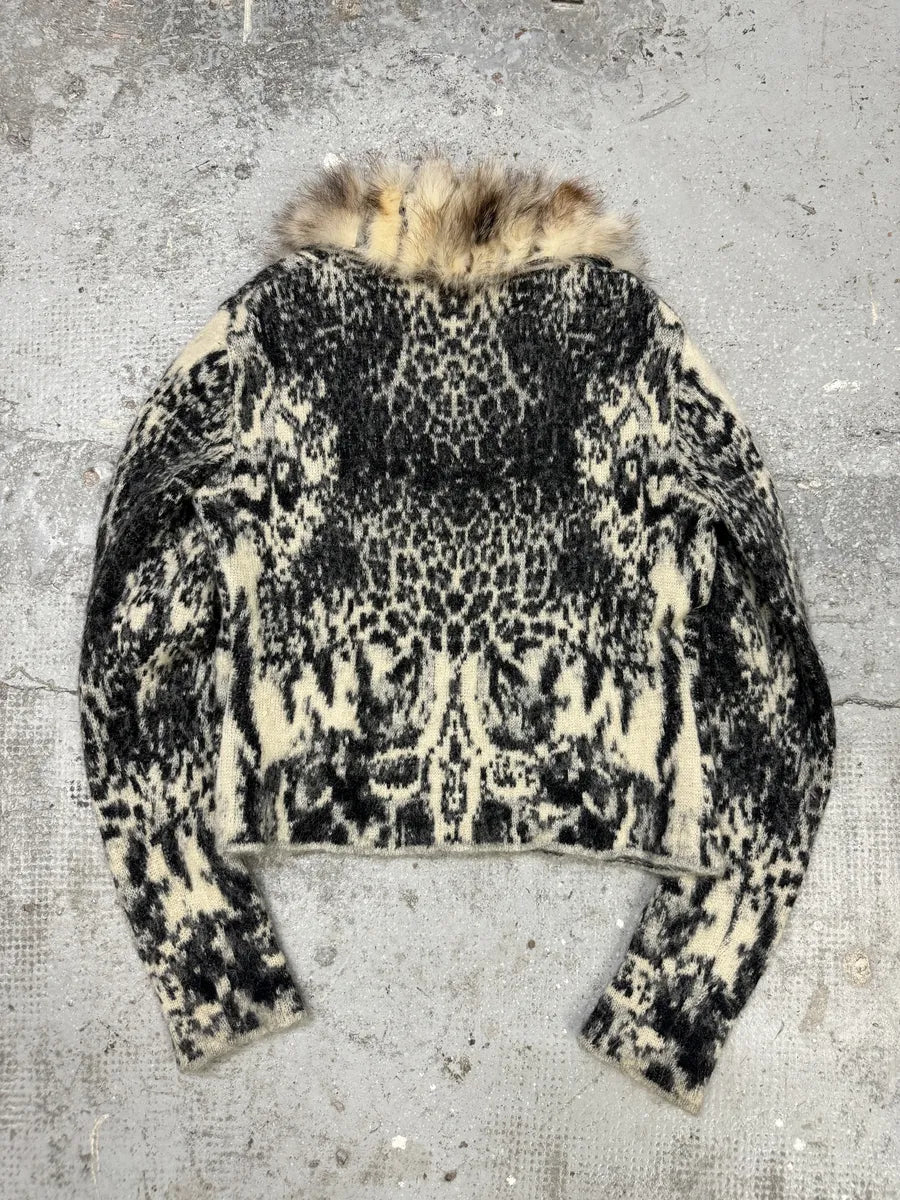 AW2004 Roberto Cavalli Fox Fur Leopard Mohair Cardigan YfiYoee 1