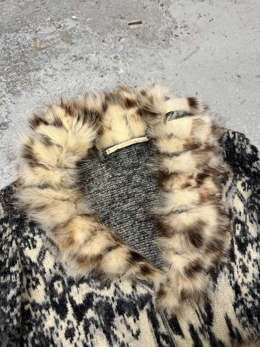AW2004 Roberto Cavalli Fox Fur Leopard Mohair Cardigan YfiYoee 4