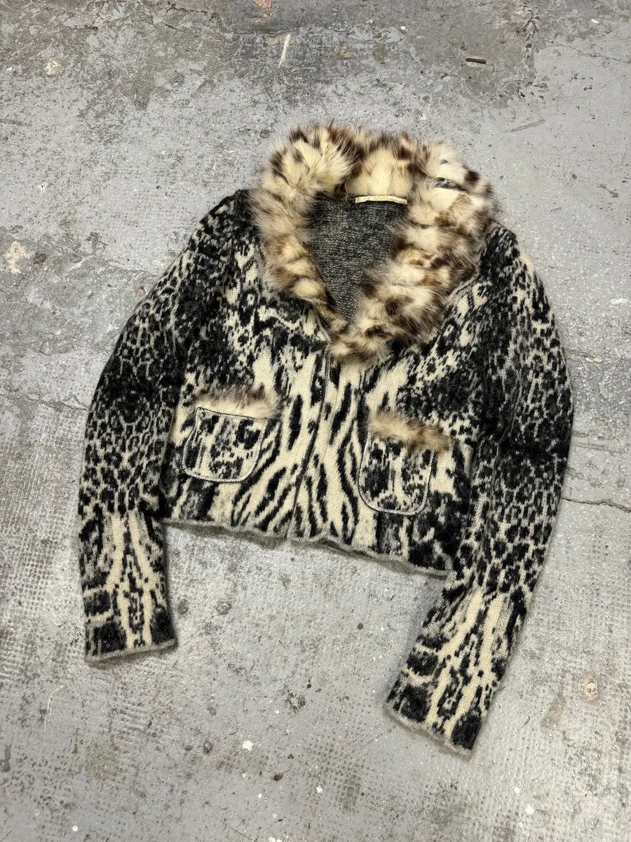 AW2004 Roberto Cavalli Fox Fur Leopard Mohair Cardigan YfiYoee 5