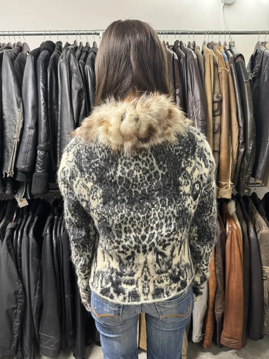 AW2004 Roberto Cavalli Fox Fur Leopard Mohair Cardigan YfiYoee 3