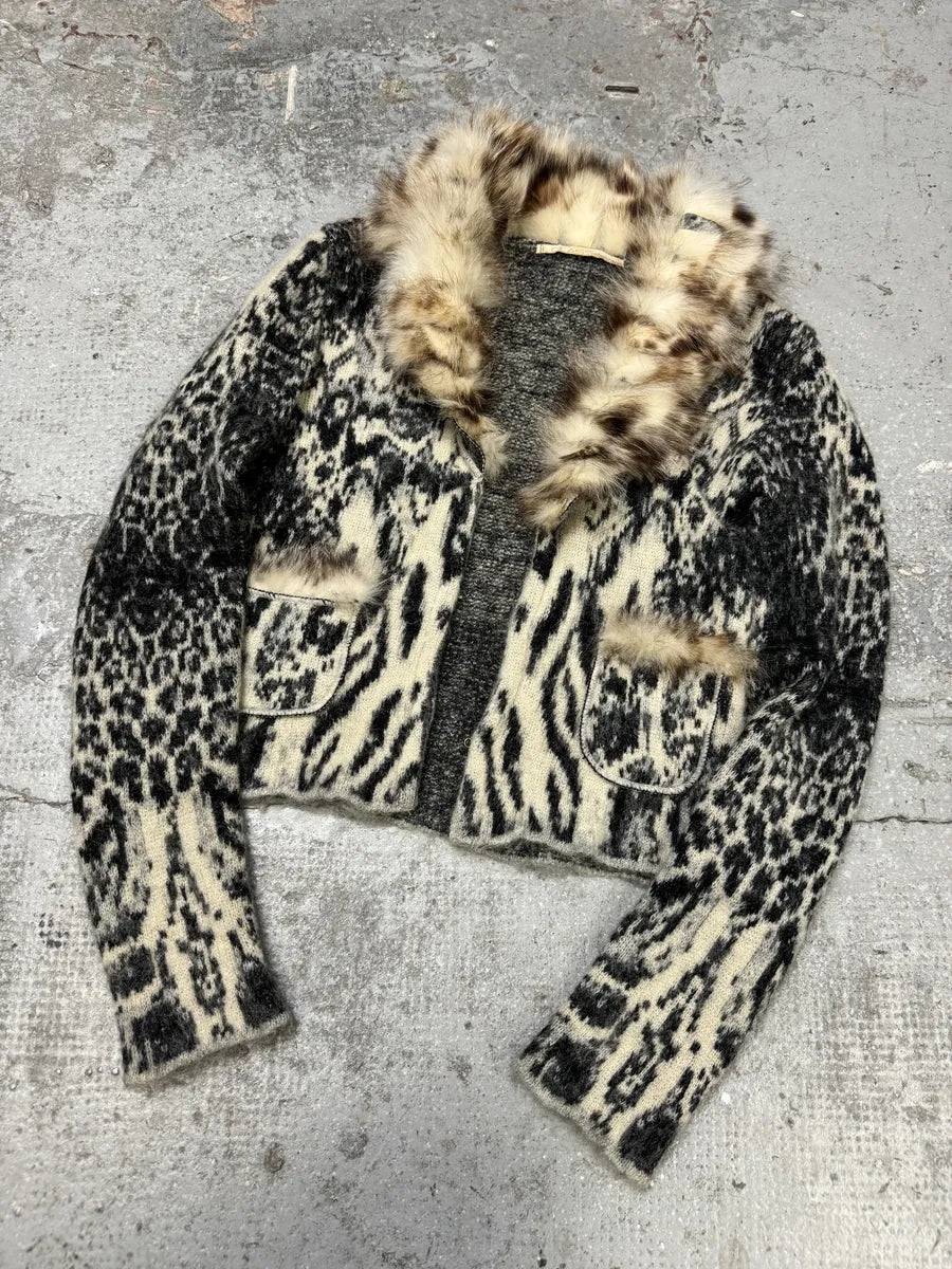 AW2004 Roberto Cavalli Fox Fur Leopard Mohair Cardigan YfiYoee 6