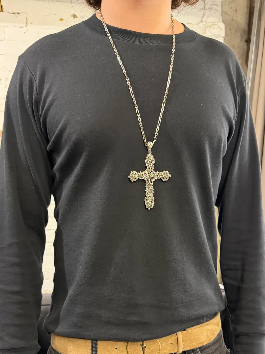 AW2004 Roberto Cavalli Silver Metal Floral Cross Pendant Necklace ZPbiJob 2