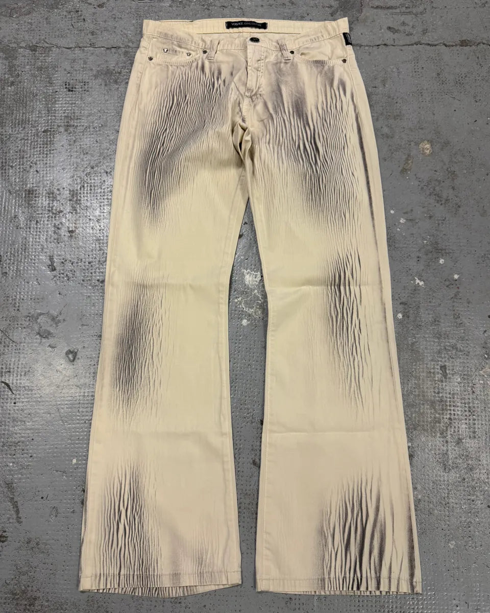 AW2004 Versace Overprint White Pants jlxbOCx 0