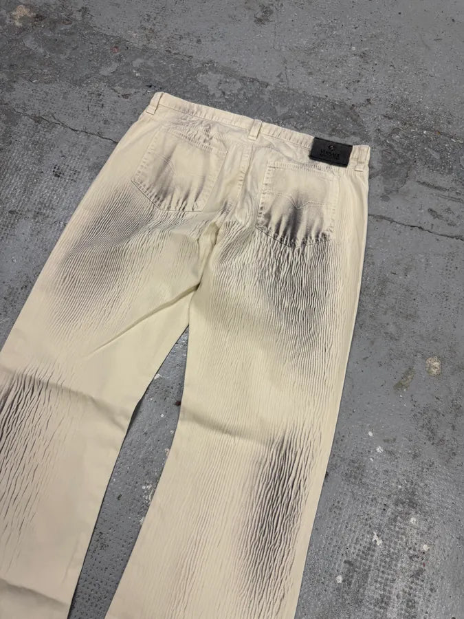 AW2004 Versace Overprint White Pants jlxbOCx 2