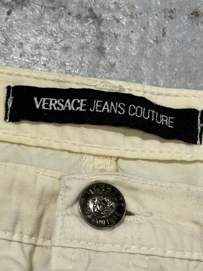 AW2004 Versace Overprint White Pants jlxbOCx 3