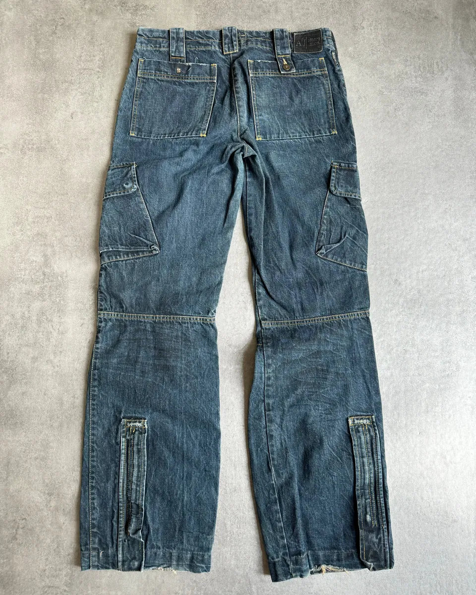 AW2005 Armani Avant-Gardist Blue Cargo Denim Jeans TbXJVIG 0