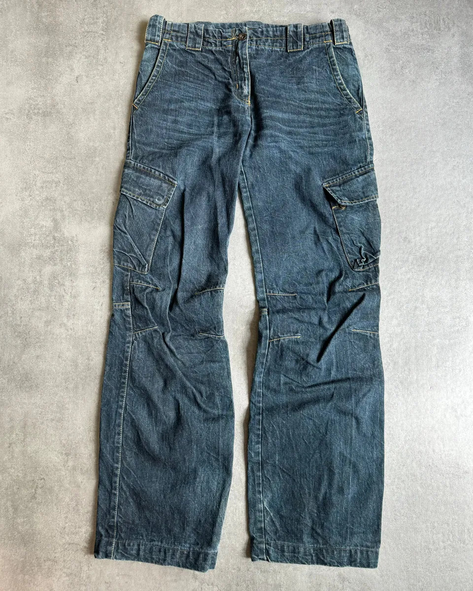 AW2005 Armani Avant-Gardist Blue Cargo Denim Jeans TbXJVIG 1