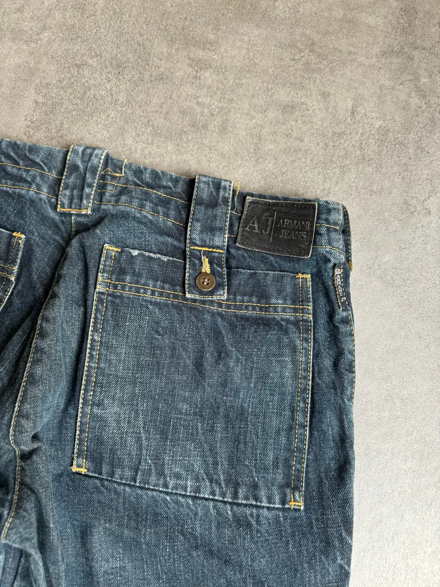 AW2005 Armani Avant-Gardist Blue Cargo Denim Jeans TbXJVIG 4