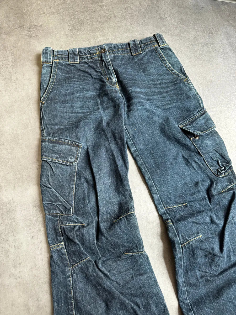 AW2005 Armani Avant-Gardist Blue Cargo Denim Jeans TbXJVIG 5