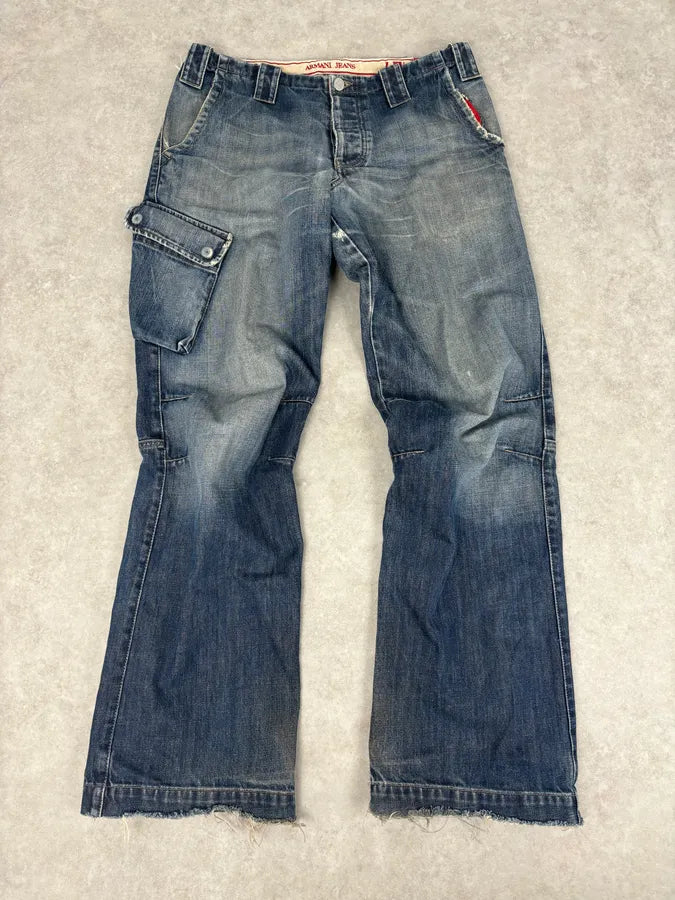 AW2005 Armani Blue Cargo Denim Jeans hhUFwpi 3