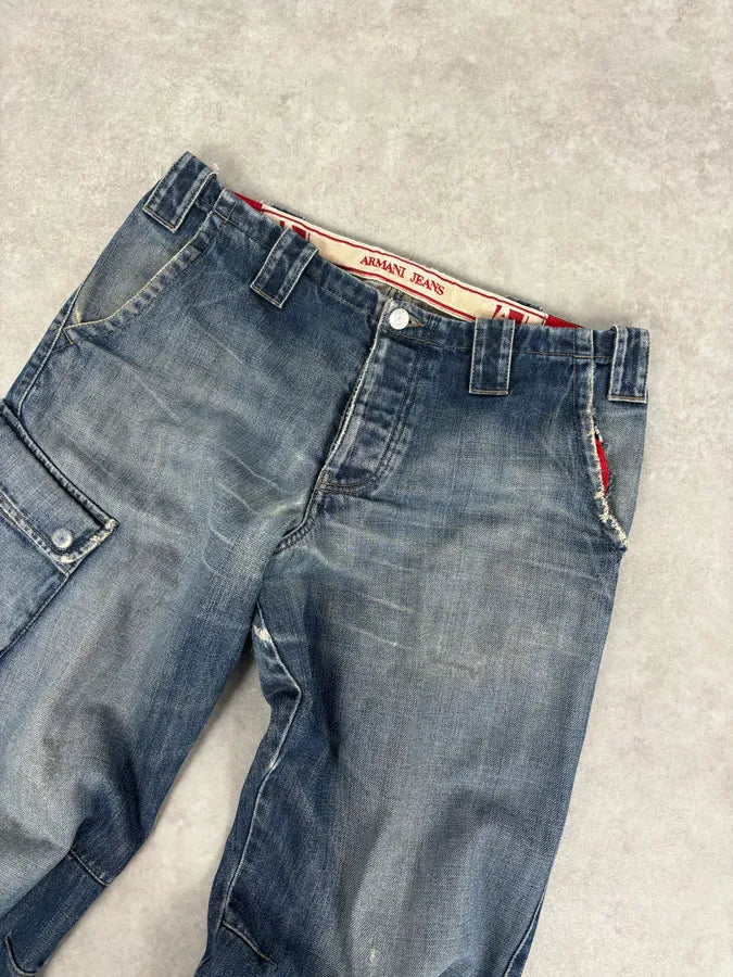 AW2005 Armani Blue Cargo Denim Jeans hhUFwpi 5
