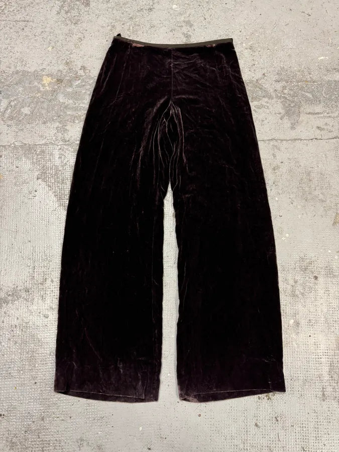 AW2005 Armani Collezioni Black Velvet Relaxed Pants SpKgEbQ 0