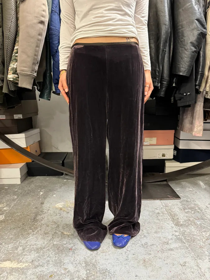 AW2005 Armani Collezioni Black Velvet Relaxed Pants SpKgEbQ 1