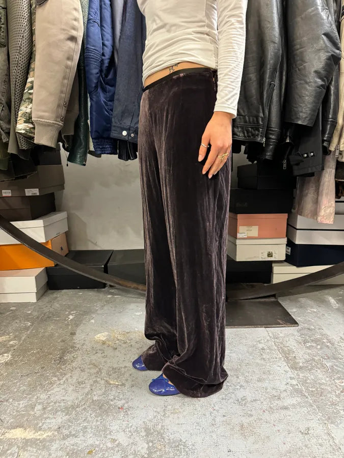 AW2005 Armani Collezioni Black Velvet Relaxed Pants SpKgEbQ 2