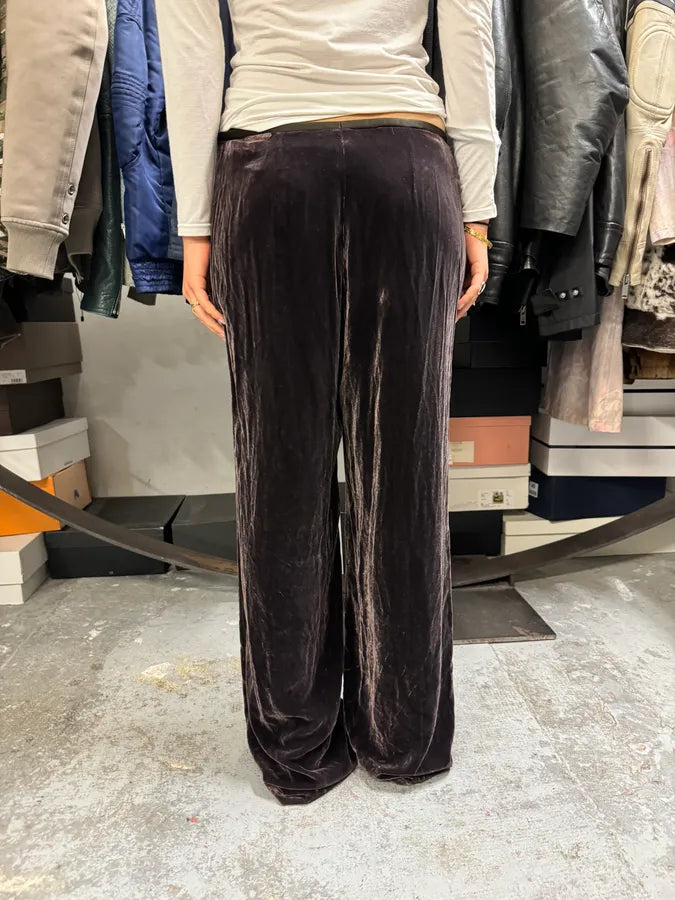 AW2005 Armani Collezioni Black Velvet Relaxed Pants SpKgEbQ 3
