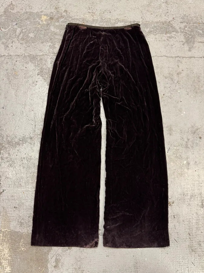 AW2005 Armani Collezioni Black Velvet Relaxed Pants SpKgEbQ 5