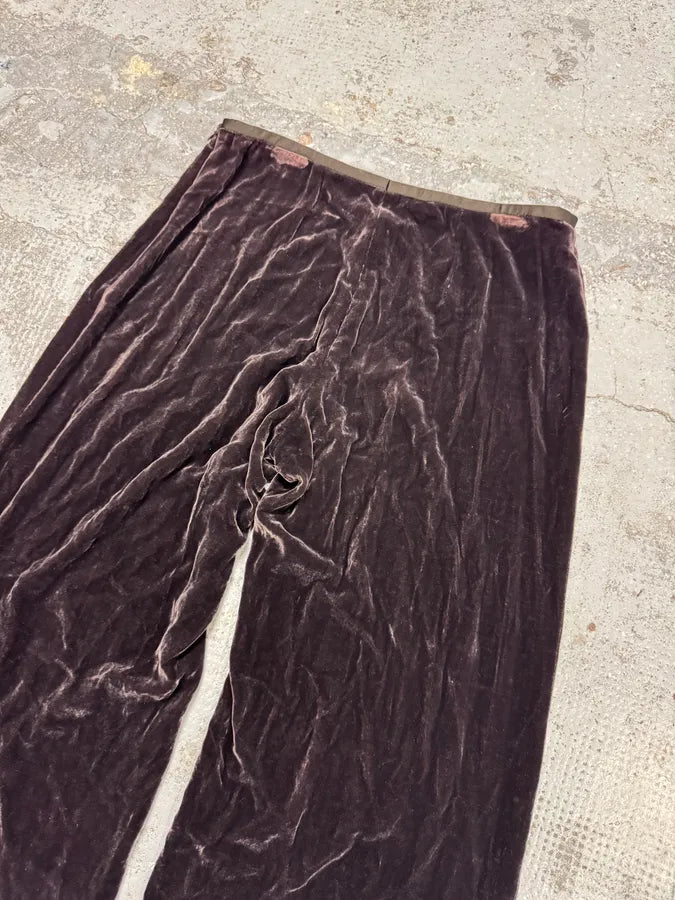 AW2005 Armani Collezioni Black Velvet Relaxed Pants SpKgEbQ 6