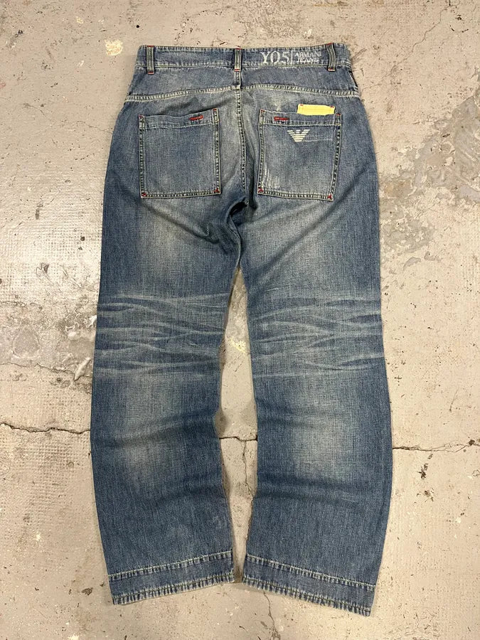 AW2005 Armani Electric Faded Blue Denim Jeans DQloIuq 5