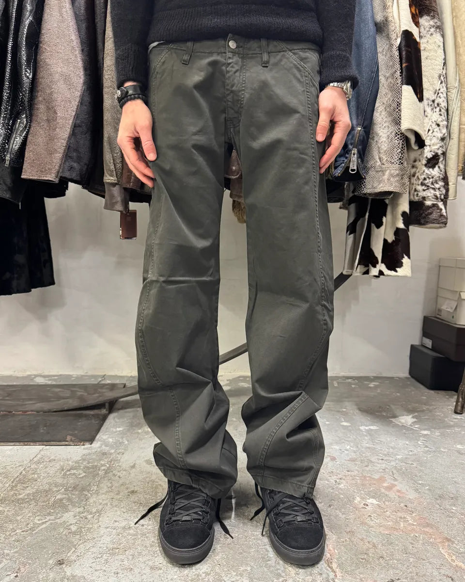 AW2005 Armani Elevated Twisted Olive Grey Pants (M/L) AseqXeT 0