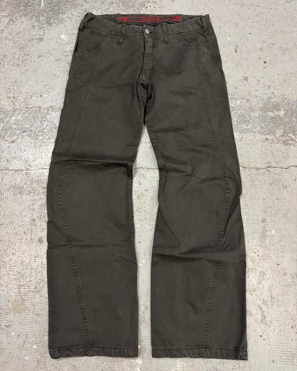 AW2005 Armani Elevated Twisted Olive Grey Pants (M/L) AseqXeT 1