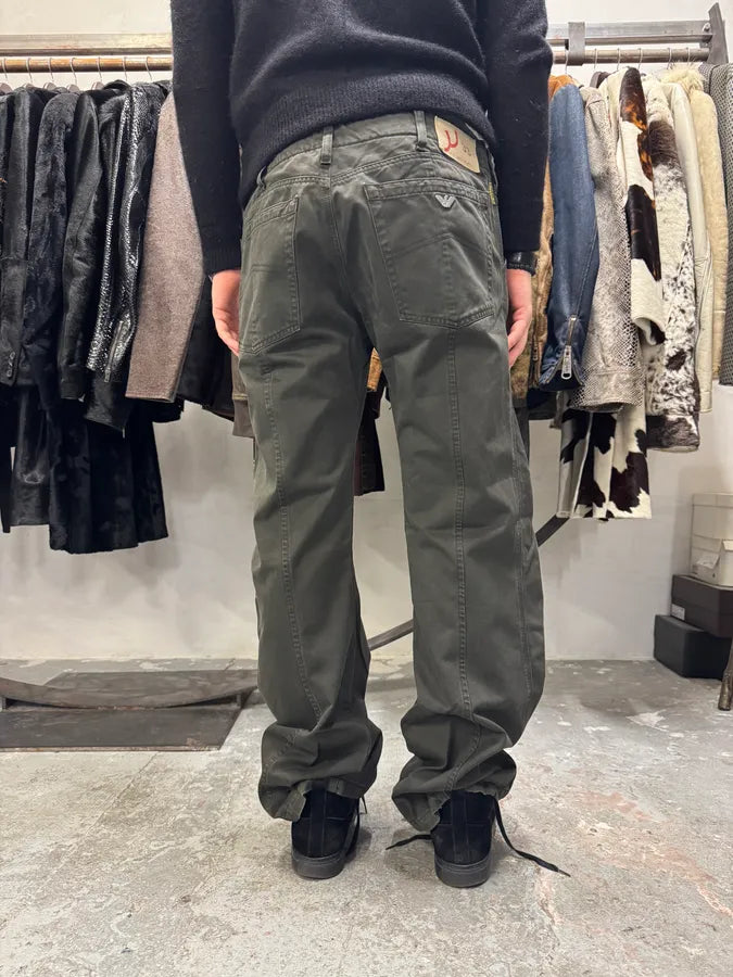 AW2005 Armani Elevated Twisted Olive Grey Pants (M/L) AseqXeT 2