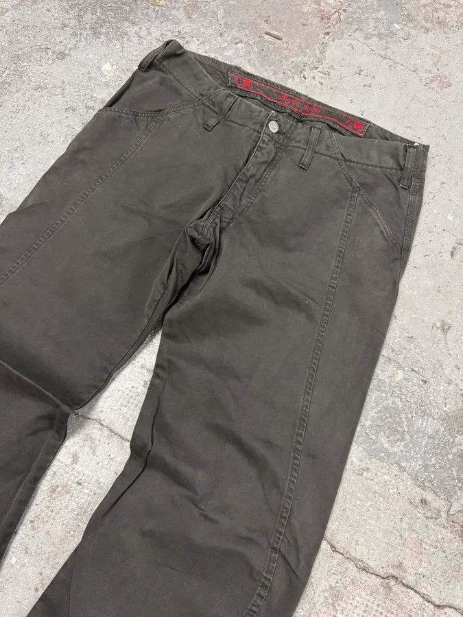 AW2005 Armani Elevated Twisted Olive Grey Pants (M/L) AseqXeT 4