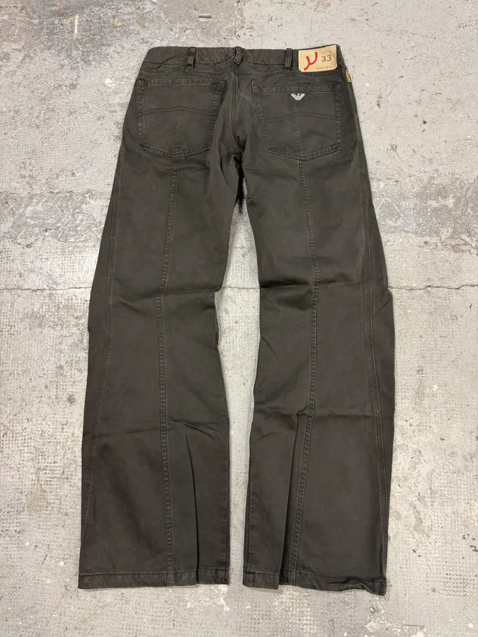 AW2005 Armani Elevated Twisted Olive Grey Pants (M/L) AseqXeT 5