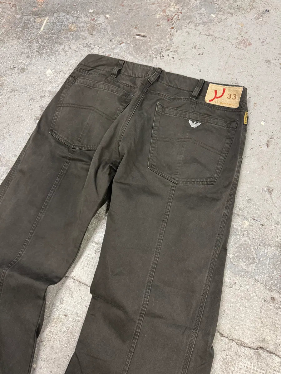 AW2005 Armani Elevated Twisted Olive Grey Pants (M/L) AseqXeT 6