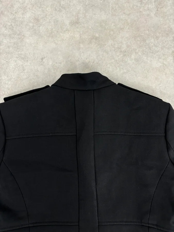 AW2005 Balenciaga Long Premium Wool Black Trench Coat MpVIRgZ 6
