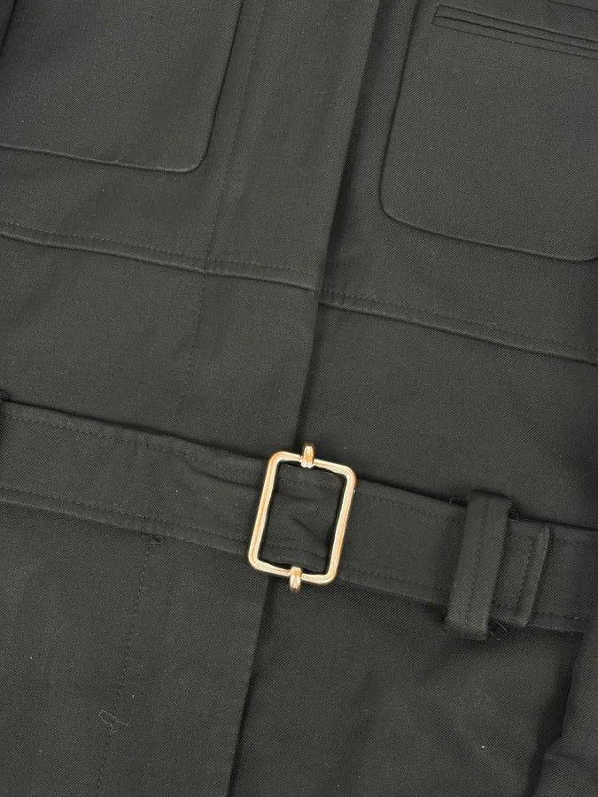 AW2005 Balenciaga Long Premium Wool Black Trench Coat MpVIRgZ 9