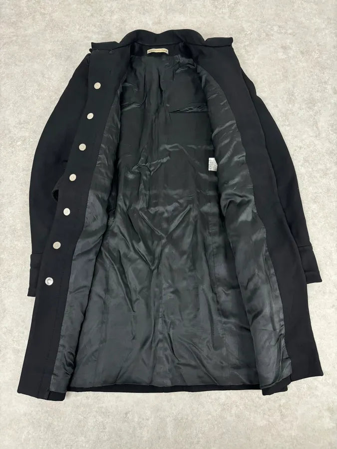 AW2005 Balenciaga Long Premium Wool Black Trench Coat MpVIRgZ 8