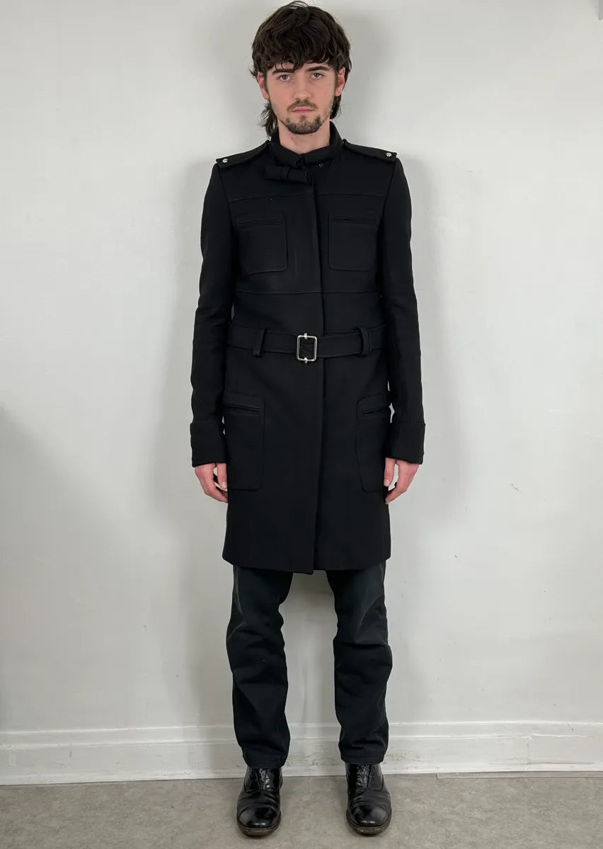 AW2005 Balenciaga Long Premium Wool Black Trench Coat MpVIRgZ 3