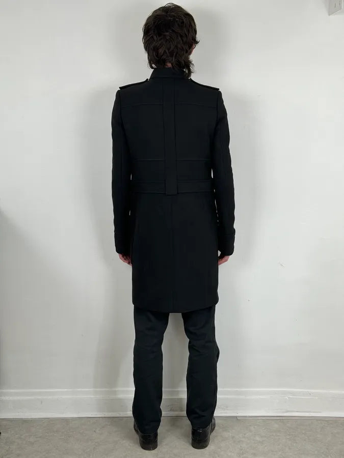 AW2005 Balenciaga Long Premium Wool Black Trench Coat MpVIRgZ 4