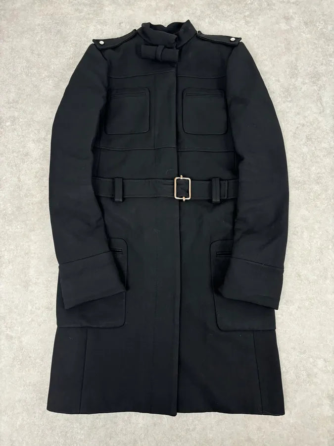 AW2005 Balenciaga Long Premium Wool Black Trench Coat MpVIRgZ 0