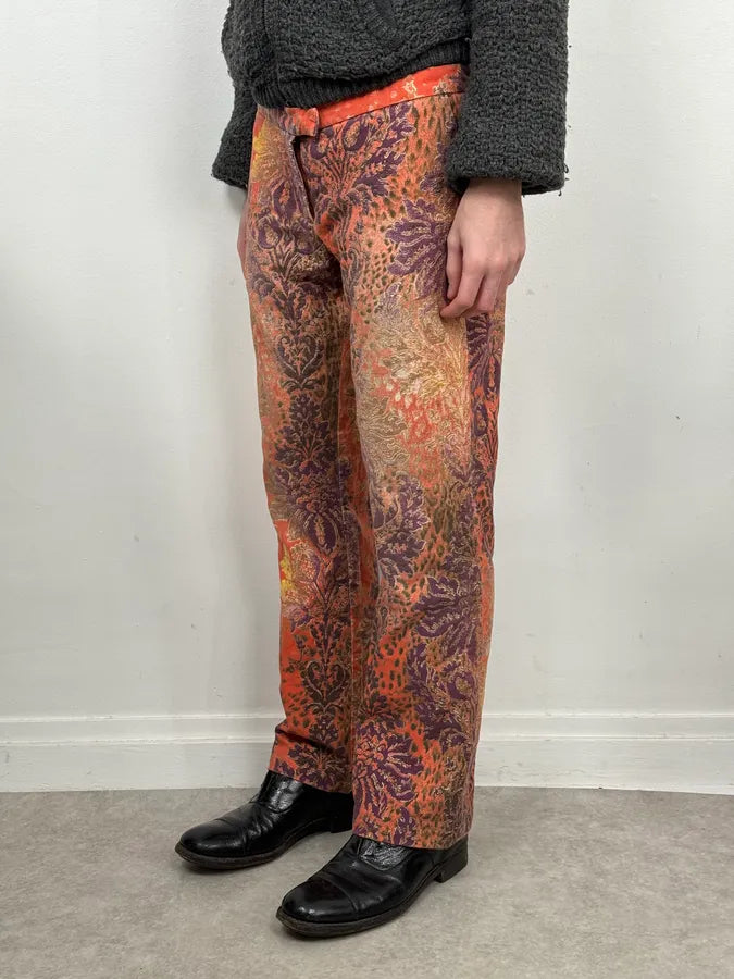 AW2005 Cavalli Abstract Floral Orange Pants ZrUwqqH 2