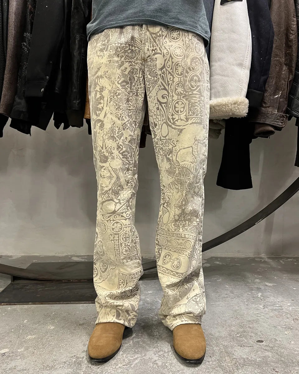 AW2005 Cavalli Arabic Inspired Patterns Calm Beige Pants (S/M) 0
